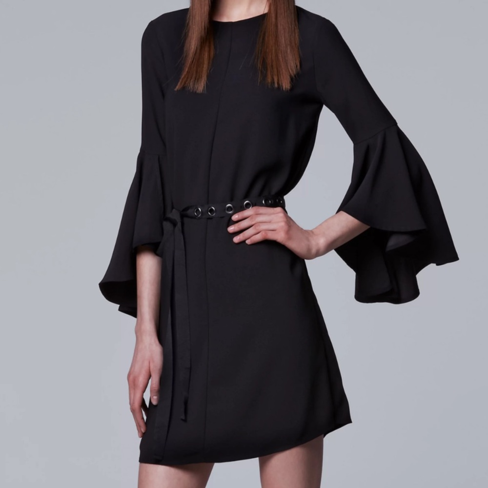 Women's Simply Vera Vera Wang Bell-Sleeve Black Dress size large